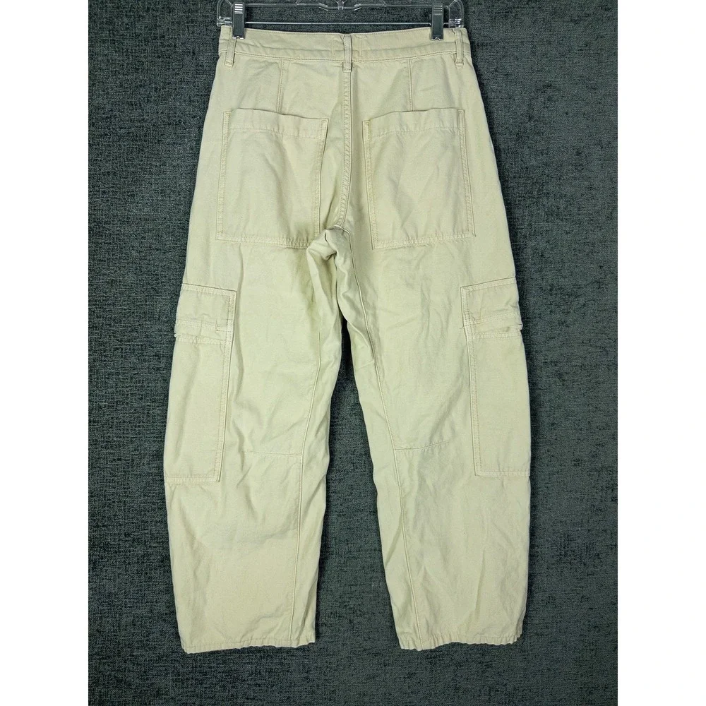 Citizens of Humanity Cargo Pants Womens 25 Cream Beige Cotton Wide Leg Streetwea